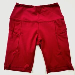 ODODOS Women Bike Shorts S Dark Rust Red Cycling Pockets Yoga High Rise Running